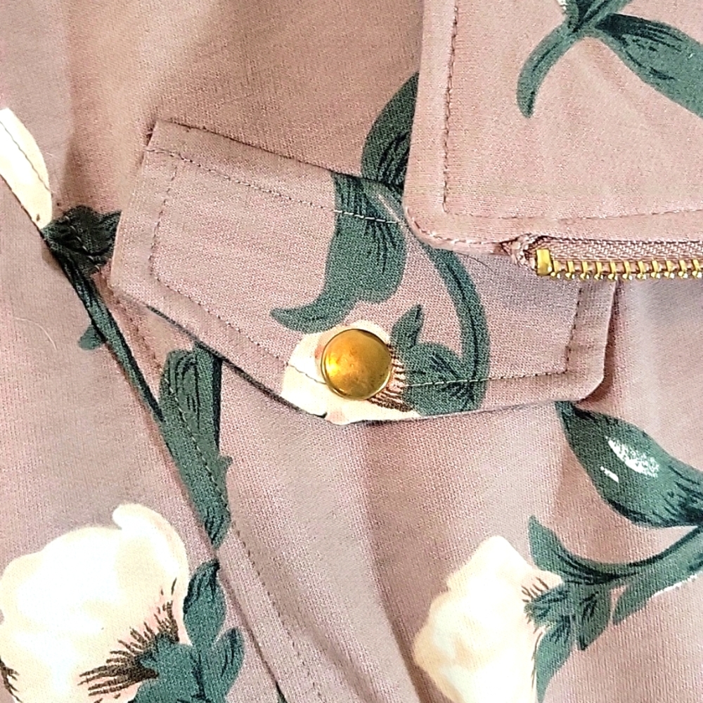 Roly Poly Floral Bomber Jacket w Brass Detail  Size M - Picture 5 of 12